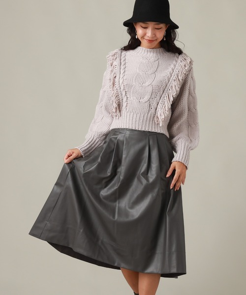 Cheek(チーク)の「ケーブルフリンジニット(ニット/セーター・レディース・アイボリー/グレー/ベージュ・MEDIUM)」の10枚目の写真