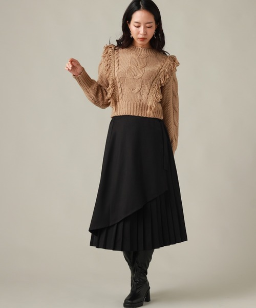 Cheek(チーク)の「ケーブルフリンジニット(ニット/セーター・レディース・アイボリー/グレー/ベージュ・MEDIUM)」の5枚目の写真