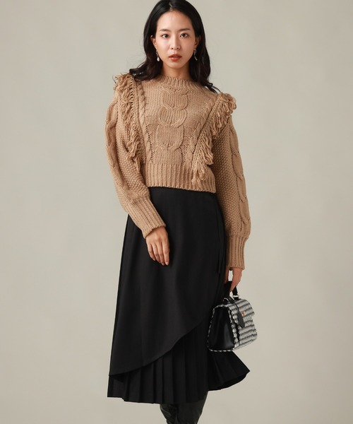 Cheek(チーク)の「ケーブルフリンジニット(ニット/セーター・レディース・アイボリー/グレー/ベージュ・MEDIUM)」の13枚目の写真