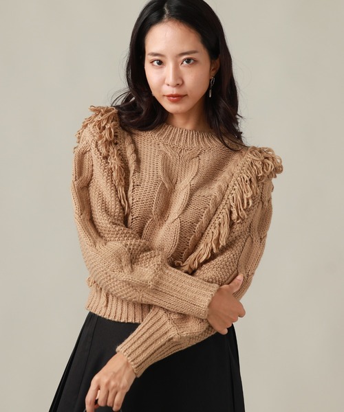 Cheek(チーク)の「ケーブルフリンジニット(ニット/セーター・レディース・アイボリー/グレー/ベージュ・MEDIUM)」の17枚目の写真