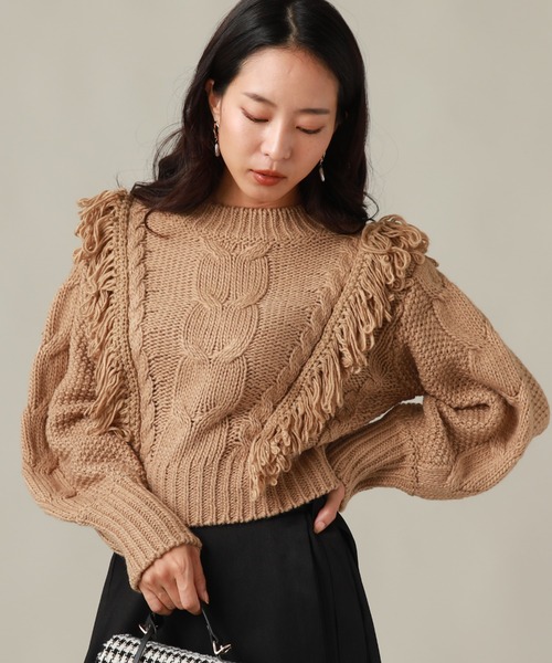 Cheek(チーク)の「ケーブルフリンジニット(ニット/セーター・レディース・アイボリー/グレー/ベージュ・MEDIUM)」の14枚目の写真