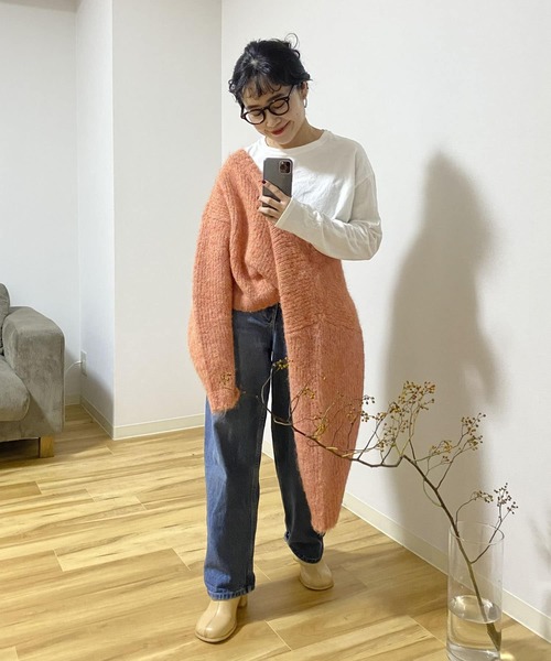 Couleur Meler（クルールメリー）の「Couleur Meler imoko　MIXカラーニットカーディガン（カーディガン/ボレロ・レディース・ブルー系その他/ベージュ系その他/オレンジ系その他・FREE）」の5枚目の写真