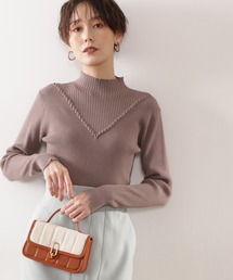 【追加生産】◆デザインネックリブニット