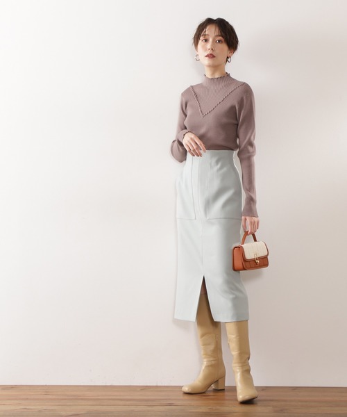 N.（N. Natural Beauty Basic）（エヌエヌナチュラルビューティーベーシック）の「【追加生産】◆デザインネックリブニット（ニット/セーター・レディース・オフホワイト/ライトグリーン/イエロー/モカ/チャコール・MEDIUM）」の15枚目の写真