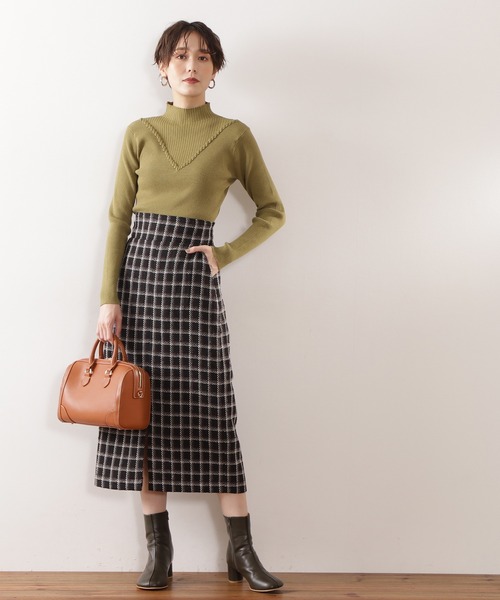 N.（N. Natural Beauty Basic）（エヌエヌナチュラルビューティーベーシック）の「【追加生産】◆デザインネックリブニット（ニット/セーター・レディース・オフホワイト/ライトグリーン/イエロー/モカ/チャコール・MEDIUM）」の11枚目の写真