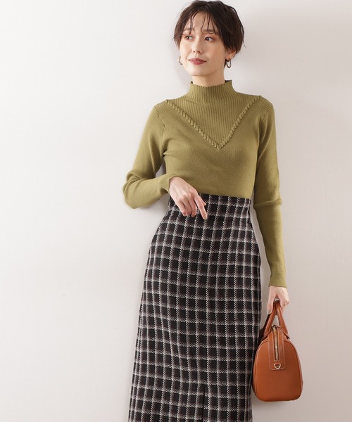 N.（N. Natural Beauty Basic）（エヌエヌナチュラルビューティーベーシック）の「【追加生産】◆デザインネックリブニット（ニット/セーター・レディース・オフホワイト/ライトグリーン/イエロー/モカ/チャコール・MEDIUM）」の17枚目の写真