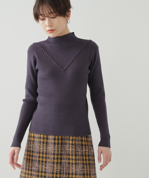 N.（N. Natural Beauty Basic）（エヌエヌナチュラルビューティーベーシック）の「【追加生産】◆デザインネックリブニット（ニット/セーター・レディース・オフホワイト/ライトグリーン/イエロー/モカ/チャコール・MEDIUM）」の8枚目の写真