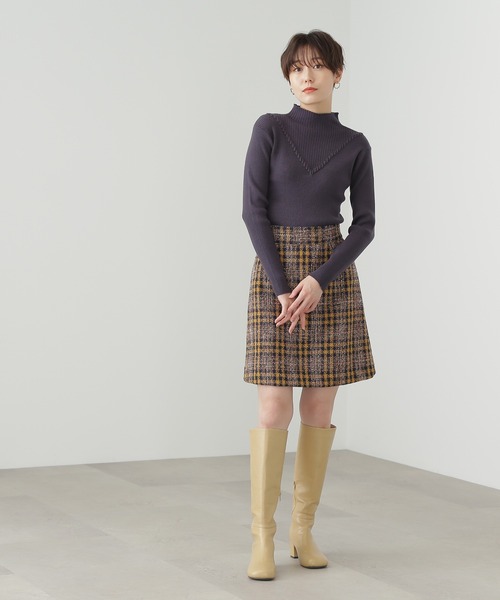 N.（N. Natural Beauty Basic）（エヌエヌナチュラルビューティーベーシック）の「【追加生産】◆デザインネックリブニット（ニット/セーター・レディース・オフホワイト/ライトグリーン/イエロー/モカ/チャコール・MEDIUM）」の13枚目の写真