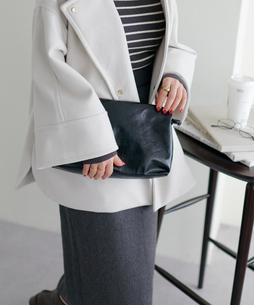 natural couture（ナチュラルクチュール）の「ドロストクラッチバッグ（クラッチバッグ・レディース・シルバー/ブラック・FREE）」の18枚目の写真