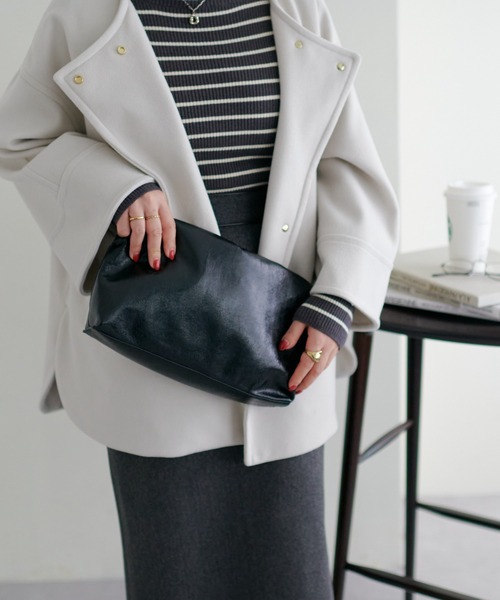 natural couture（ナチュラルクチュール）の「ドロストクラッチバッグ（クラッチバッグ・レディース・シルバー/ブラック・FREE）」の19枚目の写真