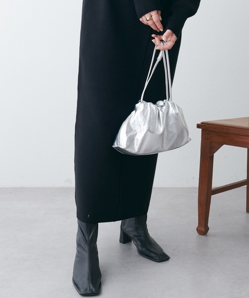 natural couture（ナチュラルクチュール）の「ドロストクラッチバッグ（クラッチバッグ・レディース・シルバー/ブラック・FREE）」の15枚目の写真