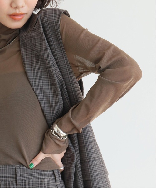 JOURNAL STANDARD（ジャーナルスタンダード）の「《追加2》シアーネットハイネックプルオーバー（Tシャツ/カットソー・レディース・アイボリー/ライトグレー/ブラウン系その他/ブルー系その他・FREE）」の4枚目の写真