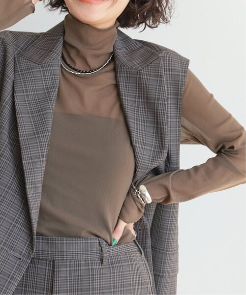 JOURNAL STANDARD（ジャーナルスタンダード）の「《追加2》シアーネットハイネックプルオーバー（Tシャツ/カットソー・レディース・アイボリー/ライトグレー/ブラウン系その他/ブルー系その他・FREE）」の10枚目の写真