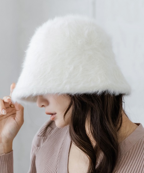 Julia Boutique(ジュリアブティック)の「アンゴラタッチチューリップハット/22659(ハット・レディース・ブラック/ホワイト/ベージュ・ONE)」の2枚目の写真