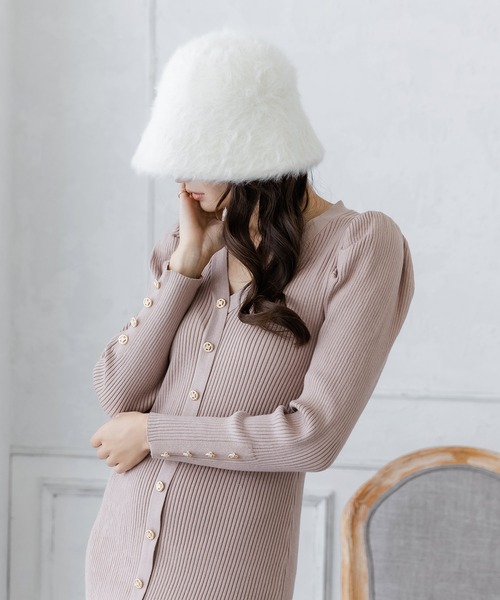 Julia Boutique(ジュリアブティック)の「アンゴラタッチチューリップハット/22659(ハット・レディース・ブラック/ホワイト/ベージュ・ONE)」の4枚目の写真