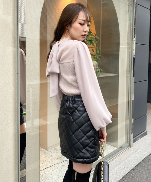 LIPSERVICE(リップサービス)の「レザーキルティングスカート(スカート・レディース・ブラック/アイボリー・S/M)」の6枚目の写真