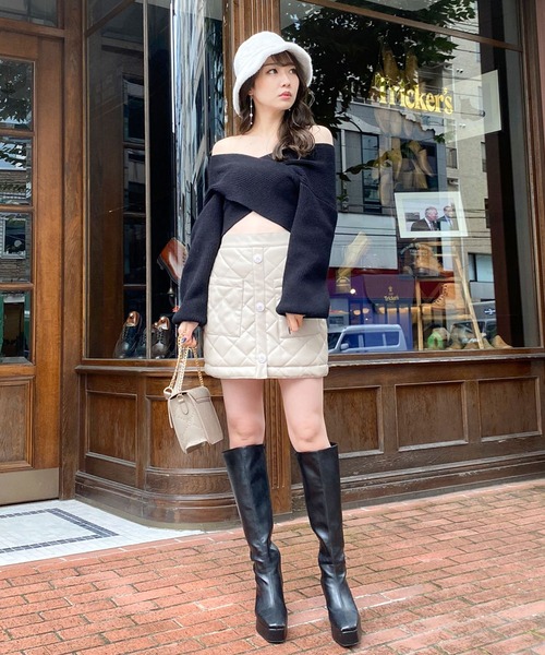 LIPSERVICE(リップサービス)の「レザーキルティングスカート(スカート・レディース・ブラック/アイボリー・S/M)」の11枚目の写真