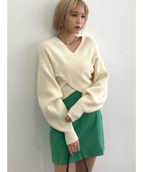 EMODA（エモダ）の「ハイウエストWスリットスカート（スカート・レディース・ベージュ/グリーン/ブラック・SMALL/MEDIUM）」の7枚目の写真