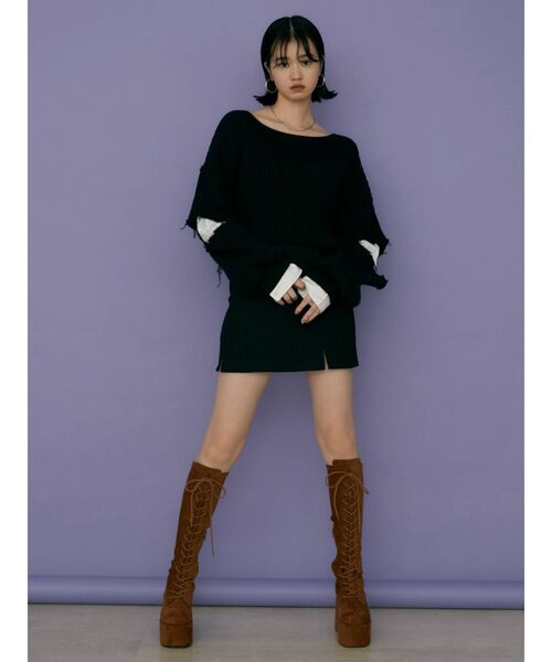 EMODA（エモダ）の「ハイウエストWスリットスカート（スカート・レディース・ベージュ/グリーン/ブラック・SMALL/MEDIUM）」の17枚目の写真