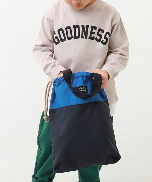 devirock(デビロック)の「バイカラー 持ち手付き巾着袋(トートバッグ・キッズ・ブルーグレー/ブルー/カーキ/ピンク/その他5/その他7/その他6/ブラック・ONE SIZE)」の5枚目の写真