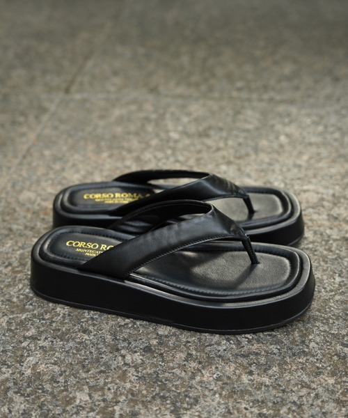 CORSO ROMA，9（コルソローマ）の「CORSO ROMA 9 (コルソローマ) トングサンダル（サンダル・レディース・ブラック・36/37/38）」の4枚目の写真