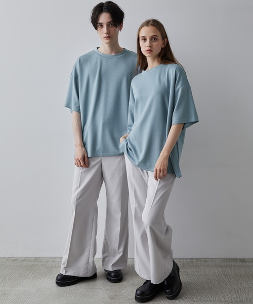 CLEL(クレイル)の「【CLEL】Drape Punch Loose Short Sleeve Cut Sew/ドレープポンチルーズ半袖カットソー(Tシャツ/カットソー・メンズ・グレイッシュベージュ/ライトブルー/ホワイト・S/M/L)」の15枚目の写真