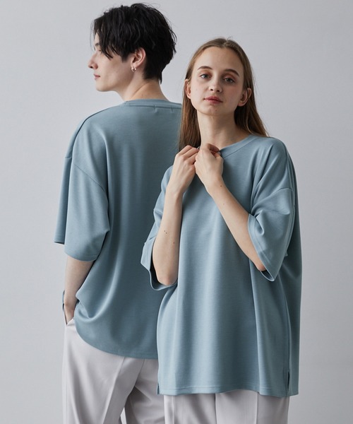 CLEL(クレイル)の「【CLEL】Drape Punch Loose Short Sleeve Cut Sew/ドレープポンチルーズ半袖カットソー(Tシャツ/カットソー・メンズ・グレイッシュベージュ/ライトブルー/ホワイト・S/M/L)」の16枚目の写真