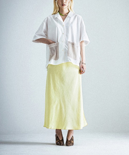 OKIRAKU（オキラク）の「☆ 【OKIRAKU】サテンスカート　BC20602（スカート・レディース・ブラック/イエロー・FREE）」の4枚目の写真