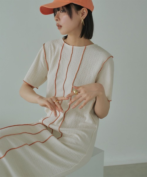 miette（ミエット）の「配色メローラインデザインワンピース（ワンピース・レディース・アイボリー/ブラック・FREE）」の15枚目の写真