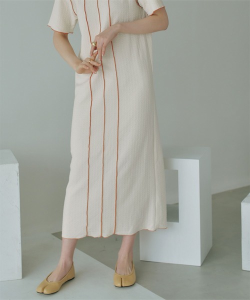 miette（ミエット）の「配色メローラインデザインワンピース（ワンピース・レディース・アイボリー/ブラック・FREE）」の18枚目の写真