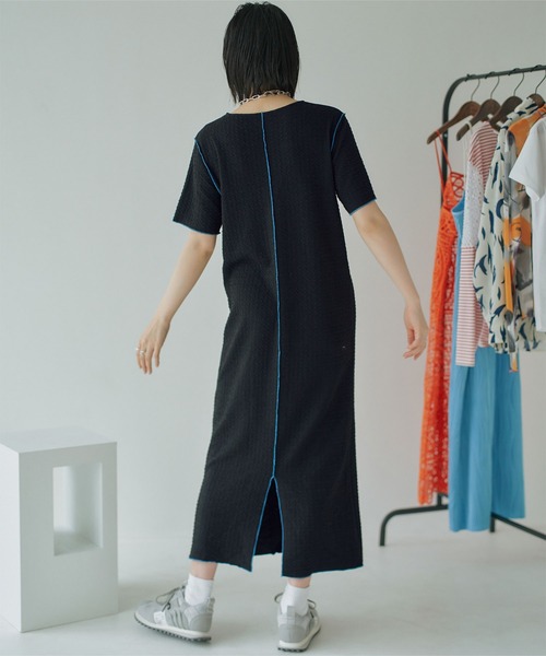 miette（ミエット）の「配色メローラインデザインワンピース（ワンピース・レディース・アイボリー/ブラック・FREE）」の9枚目の写真