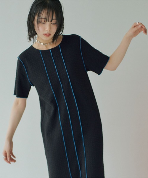 miette（ミエット）の「配色メローラインデザインワンピース（ワンピース・レディース・アイボリー/ブラック・FREE）」の13枚目の写真