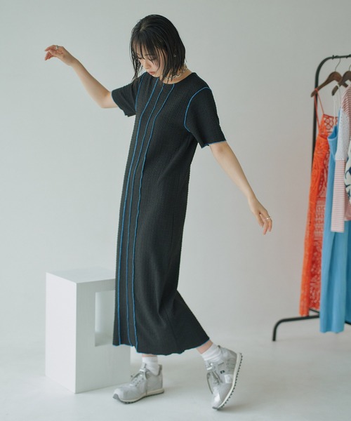 miette（ミエット）の「配色メローラインデザインワンピース（ワンピース・レディース・アイボリー/ブラック・FREE）」の21枚目の写真