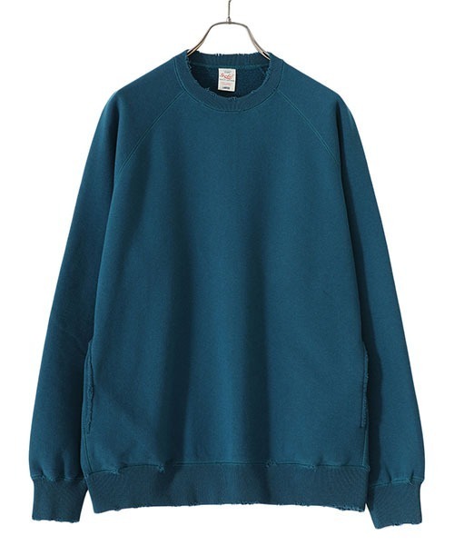 GOLD（ゴールド）の「東洋エンタープライズ GOLD / ゴールド：LOOPWHEEL SWEAT RAGLAN CREW NECK DAMAGE AGED：23A-GL69097[MUS]（スウェット・メンズ・ブラック/ヘザーグレー/レッド/ブルー系その他・L）」の3枚目の写真