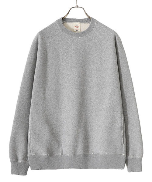 GOLD（ゴールド）の「東洋エンタープライズ GOLD / ゴールド：LOOPWHEEL SWEAT RAGLAN CREW NECK DAMAGE AGED：23A-GL69097[MUS]（スウェット・メンズ・ブラック/ヘザーグレー/レッド/ブルー系その他・L）」の2枚目の写真