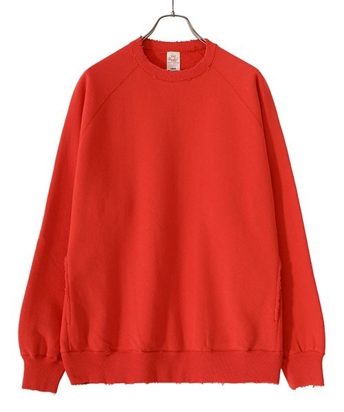 GOLD（ゴールド）の「東洋エンタープライズ GOLD / ゴールド：LOOPWHEEL SWEAT RAGLAN CREW NECK DAMAGE AGED：23A-GL69097[MUS]（スウェット・メンズ・ブラック/ヘザーグレー/レッド/ブルー系その他・L）」の12枚目の写真