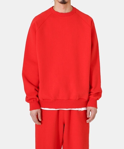 スウェット gold / 2023AW LOOPWHEEL SWEAT RAGLAN CREW NECK DAMAGE AGED/M/RED GOLD（ゴールド）の「東洋エンタープライズ GOLD / ゴールド