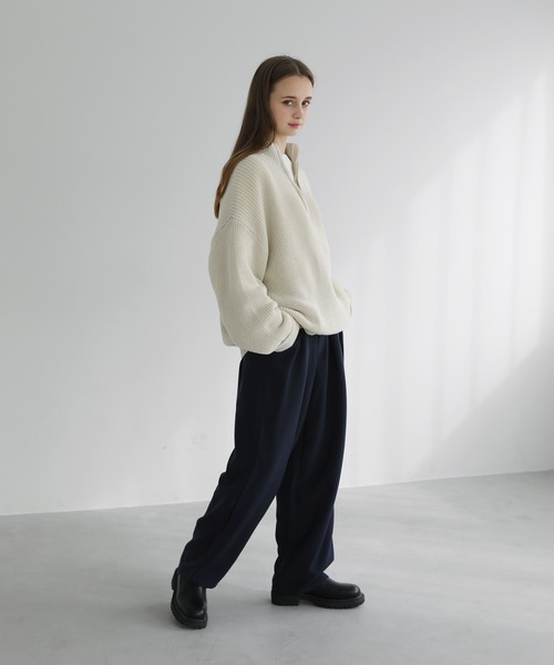 LILL(リル)の「ロールスリーブビッグシルエットハーフジップニット(ニット/セーター・メンズ・ライトグレー/ブラック/オフホワイト/ブルー・S/M/L/XL)」の20枚目の写真