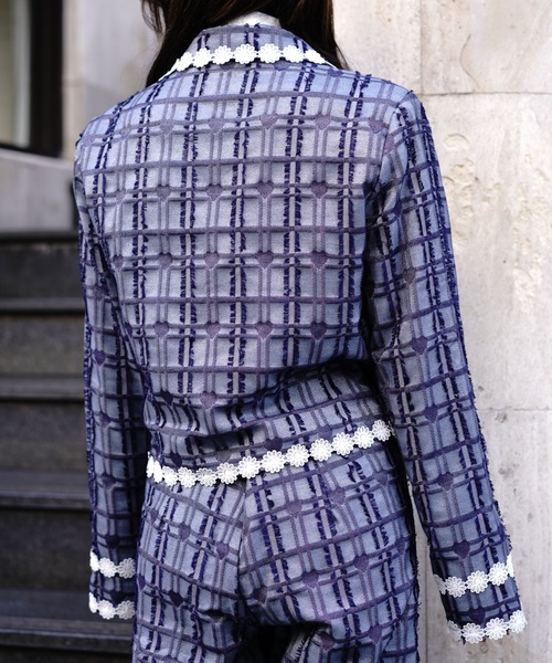 Sister Jane（シスタージェーン）の「SisterJane/シスタージェーン/Rodeo Daisy Trimmed Jacket（テーラードジャケット・レディース・ブルー・SMALL/MEDIUM）」の4枚目の写真