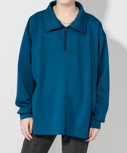 Adoon plain(アドーンプレーン)の「【Adoon plain】ダンボールハーフジップ(スウェット・メンズ・ブラック/ブルー・MEDIUM/LARGE)」の15枚目の写真