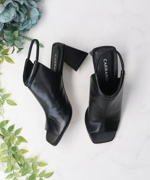 CARRANO（カラーノ）の「【CARRANO】アンクルストラップカバードサンダル(632016/62016A)（サンダル・レディース・ブラック/アイボリー・35/36/37/38/39/40）」の2枚目の写真