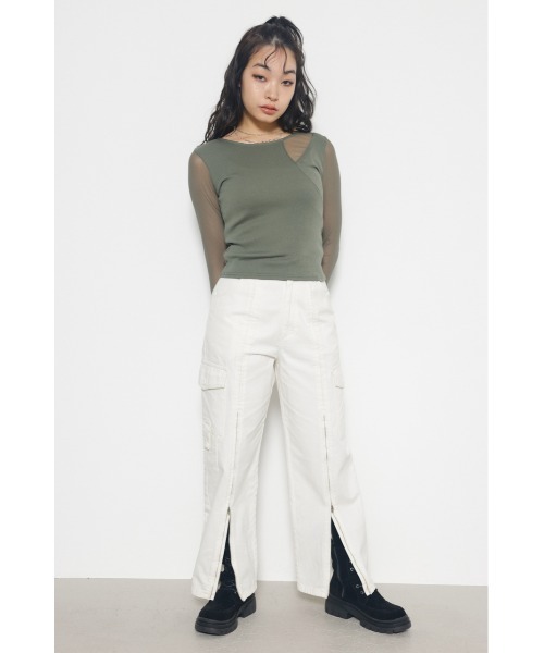 LAGUA GEM(ラグアジェム)の「ZIP SLIT カーゴパンツ(カーゴパンツ・レディース・ブラック/アイボリー・SMALL/X-SMALL/MEDIUM)」の21枚目の写真
