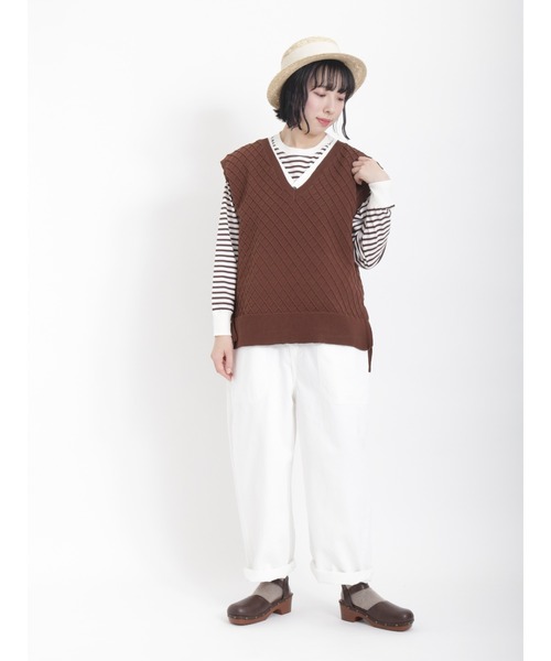 Samansa Mos2(サマンサ モスモス)の「柄アソートロングTシャツ(Tシャツ/カットソー・レディース・オフホワイト/ブラック/キナリ/チャコール・フリ-)」の10枚目の写真