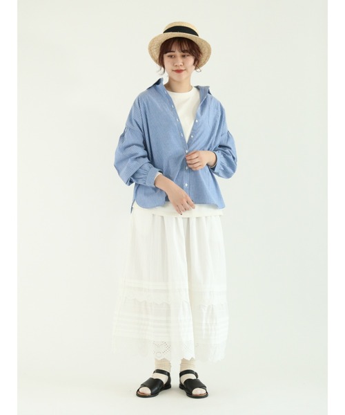 Samansa Mos2(サマンサ モスモス)の「柄アソートロングTシャツ(Tシャツ/カットソー・レディース・オフホワイト/ブラック/キナリ/チャコール・フリ-)」の12枚目の写真