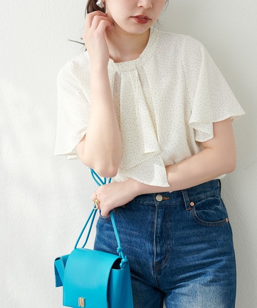 natural couture(ナチュラルクチュール)の「スカーフボータイフレア袖ブラウス(シャツ/ブラウス・レディース・イエロー系その他/グレイッシュベージュ/アイボリー/その他1/その他2/ネイビー/ミント/ブラウン/その他4・FREE)」の7枚目の写真