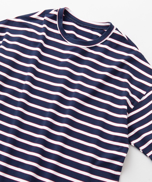 OUTDOOR PRODUCTS APPAREL(アウトドアプロダクツアパレル)の「マルチボーダーBIG ビッグシルエット Tシャツ(Tシャツ/カットソー・レディース・グリーン/イエロー/ネイビー/ベージュ・FREE)」の4枚目の写真