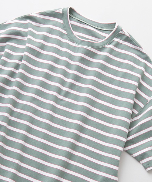 OUTDOOR PRODUCTS APPAREL(アウトドアプロダクツアパレル)の「マルチボーダーBIG ビッグシルエット Tシャツ(Tシャツ/カットソー・レディース・グリーン/イエロー/ネイビー/ベージュ・FREE)」の3枚目の写真