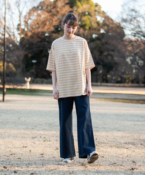 OUTDOOR PRODUCTS APPAREL(アウトドアプロダクツアパレル)の「マルチボーダーBIG ビッグシルエット Tシャツ(Tシャツ/カットソー・レディース・グリーン/イエロー/ネイビー/ベージュ・FREE)」の20枚目の写真