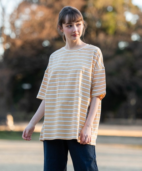 OUTDOOR PRODUCTS APPAREL(アウトドアプロダクツアパレル)の「マルチボーダーBIG ビッグシルエット Tシャツ(Tシャツ/カットソー・レディース・グリーン/イエロー/ネイビー/ベージュ・FREE)」の10枚目の写真