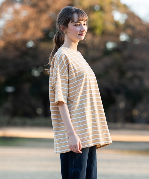 OUTDOOR PRODUCTS APPAREL(アウトドアプロダクツアパレル)の「マルチボーダーBIG ビッグシルエット Tシャツ(Tシャツ/カットソー・レディース・グリーン/イエロー/ネイビー/ベージュ・FREE)」の21枚目の写真